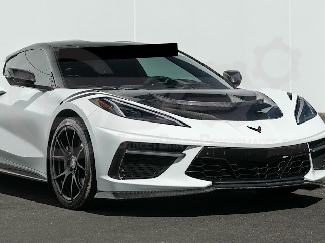 2020-PRESENT CHEVROLET CORVETTE C8 | ZR1 REPLICA STYLE DOUBLE SIDED CARBON FIBER FRONT VENTED HOOD
